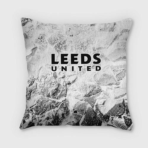 Подушка квадратная Leeds United white graphite / 3D-принт – фото 1