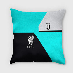 Подушка квадратная Juventus x Liverpool geometry, цвет: 3D-принт