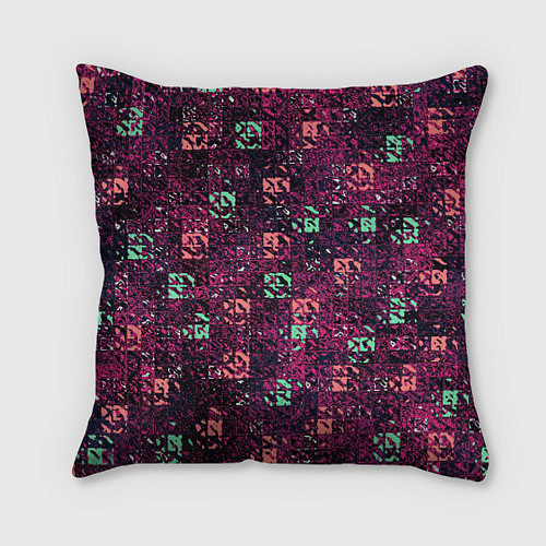 Подушка квадратная Тёмный пурпурный текстурированный кубики / 3D-принт – фото 1