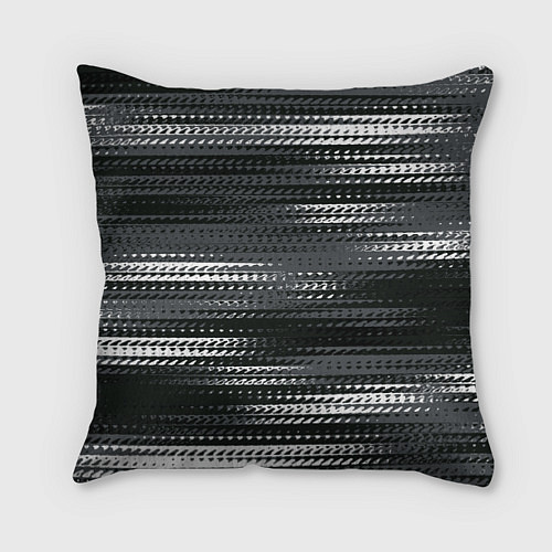Подушка квадратная Тёмный серый абстрактные полосы / 3D-принт – фото 1