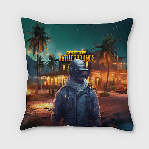 Подушка квадратная PUBG персонаж в городе / 3D-принт – фото 1
