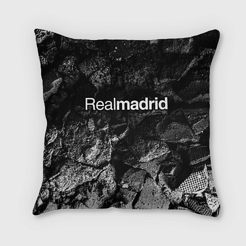 Подушка квадратная Real Madrid black graphite / 3D-принт – фото 1