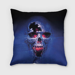 Подушка квадратная Череп разъяренный кричащий - blue skull