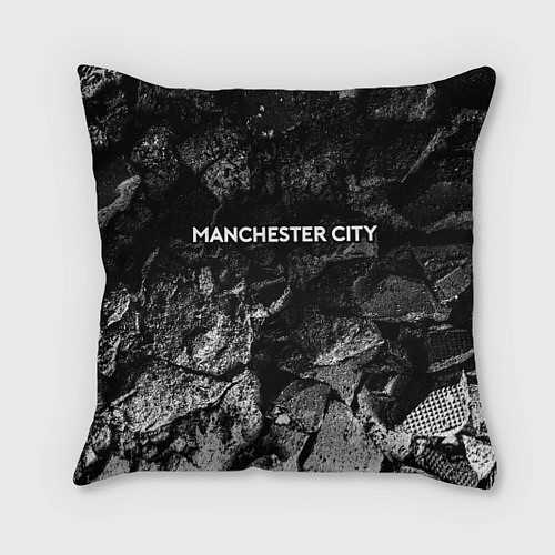 Подушка квадратная Manchester City black graphite / 3D-принт – фото 1