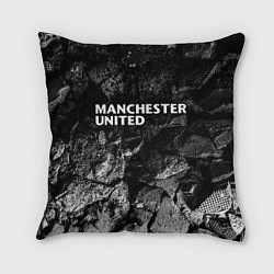 Подушка квадратная Manchester United black graphite, цвет: 3D-принт