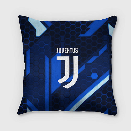 Подушка квадратная Juventus sport geometry steel / 3D-принт – фото 1
