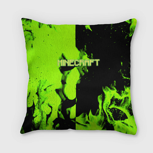Подушка квадратная Minecraft green logo fire / 3D-принт – фото 1