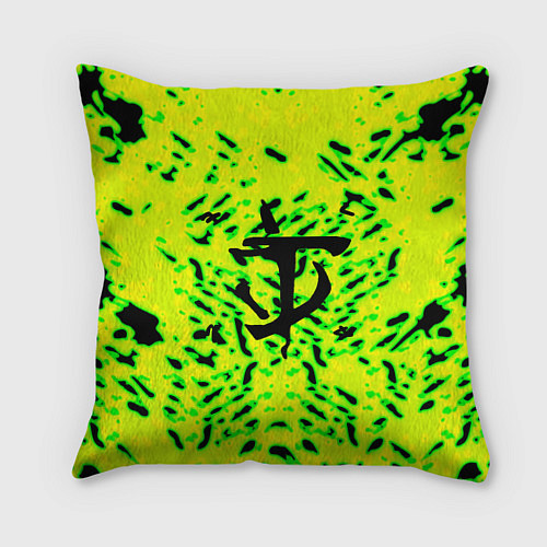 Подушка квадратная Doom кислотный стиль лого / 3D-принт – фото 1