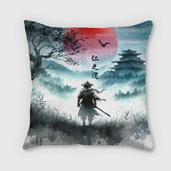 Подушка квадратная Japanese samurai - ghost of Tsushima