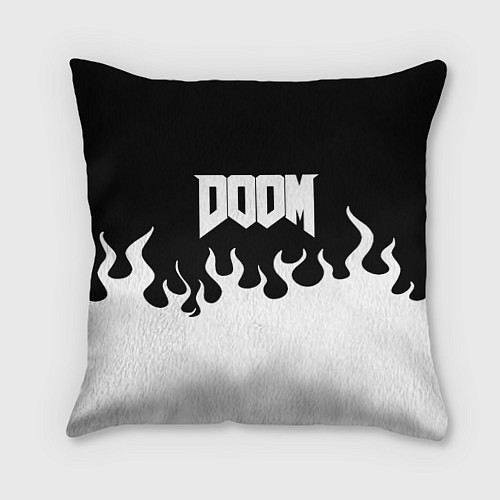 Подушка квадратная Doom fire white / 3D-принт – фото 1