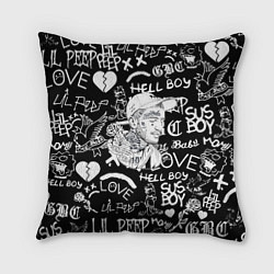 Подушка квадратная Lil Peep pattern автографы лого