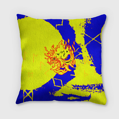 Подушка квадратная Samurai logo yellow fire / 3D-принт – фото 1