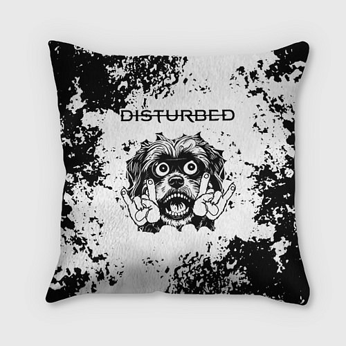 Подушка квадратная Disturbed - рок пес / 3D-принт – фото 1