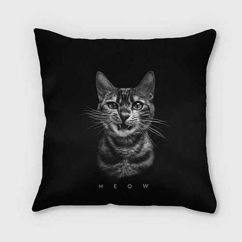 Подушка квадратная Cat meow black and white - big picture / 3D-принт – фото 1