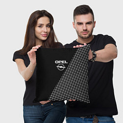 Подушка квадратная Opel чёрно-белый шахматка, цвет: 3D-принт — фото 2