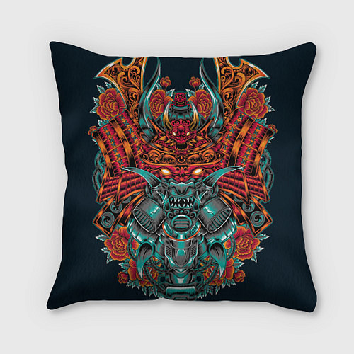 Подушка квадратная Киборг самурай / 3D-принт – фото 1