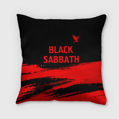 Подушка квадратная Black Sabbath - red gradient посередине / 3D-принт – фото 1