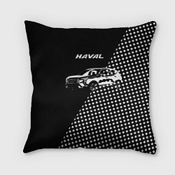 Подушка квадратная Haval чёрно-белый, цвет: 3D-принт