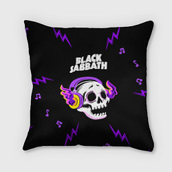 Подушка квадратная Black Sabbath неоновый череп