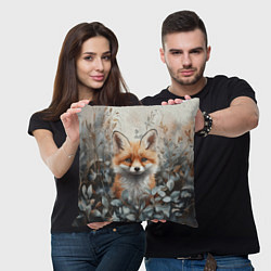 Подушка квадратная Грустный лисёнок, цвет: 3D-принт — фото 2