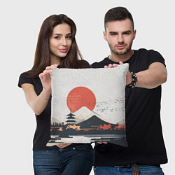 Подушка квадратная Японский осенний пейзаж, цвет: 3D-принт — фото 2