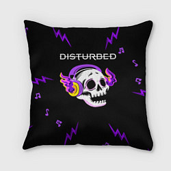 Подушка квадратная Disturbed неоновый череп