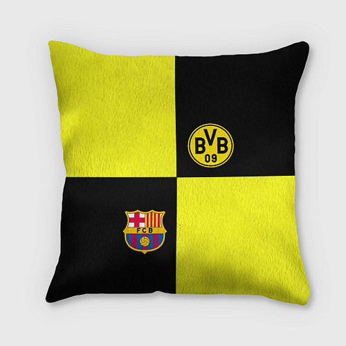 Подушка квадратная Barcelona x Borussia / 3D-принт – фото 1