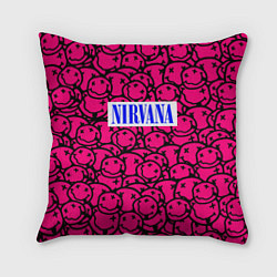 Подушка квадратная Nirvana pink logo, цвет: 3D-принт