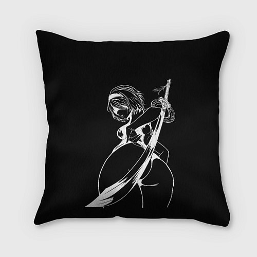 Подушка квадратная 2B с катаной - Nier automata / 3D-принт – фото 1