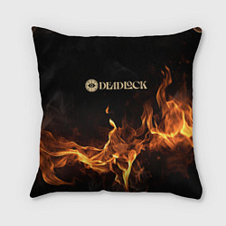 Подушка квадратная Deadlock logo на фоне огня