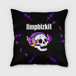 Подушка квадратная Limp Bizkit неоновый череп