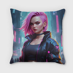 Подушка квадратная Cyberpunk 2077 a girl