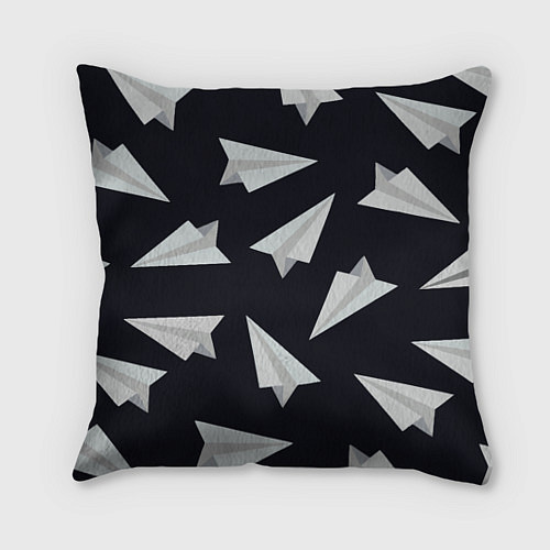 Подушка квадратная Белый бумажный самолётик - Телеграм / 3D-принт – фото 1