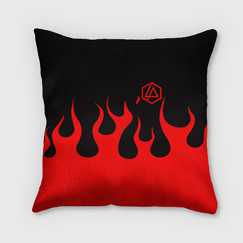 Подушка квадратная Linkin park logo fire / 3D-принт – фото 1