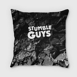 Подушка квадратная Stumble Guys black graphite, цвет: 3D-принт