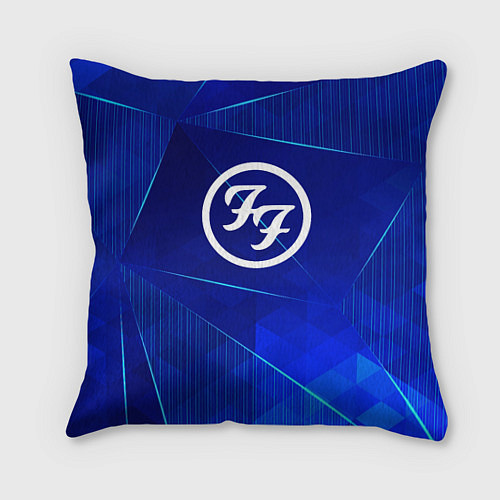 Подушка квадратная Foo Fighters blue poly / 3D-принт – фото 1