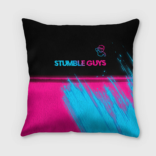 Подушка квадратная Stumble Guys - neon gradient посередине / 3D-принт – фото 1