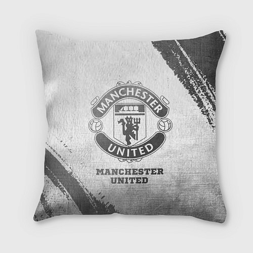 Подушка квадратная Manchester United - white gradient / 3D-принт – фото 1