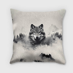 Подушка квадратная Голова серого волка