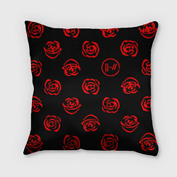 Подушка квадратная Twenty one pilots rose pattern