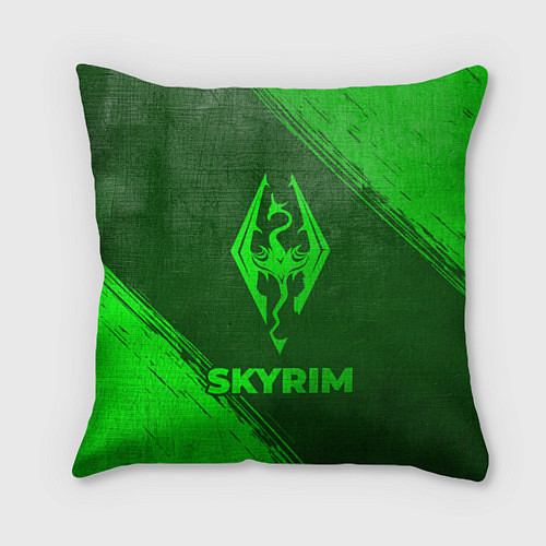 Подушка квадратная Skyrim - green gradient / 3D-принт – фото 1