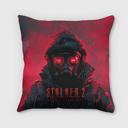 Подушка квадратная Stalker 2 в противогазе, цвет: 3D-принт
