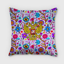 Подушка квадратная Россия гжель нерб, цвет: 3D-принт