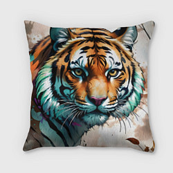 Подушка квадратная Серьезный тигр, цвет: 3D-принт