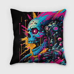 Подушка квадратная Cool cyber skull - ai art, цвет: 3D-принт