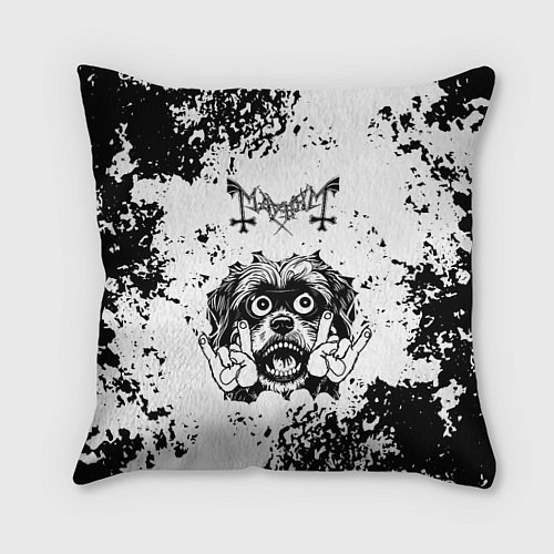 Подушка квадратная Mayhem - рок пес / 3D-принт – фото 1