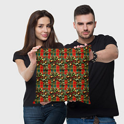 Подушка квадратная Остролистный падуб на шотландской ткани, цвет: 3D-принт — фото 2