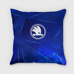 Подушка квадратная Skoda blue poly, цвет: 3D-принт