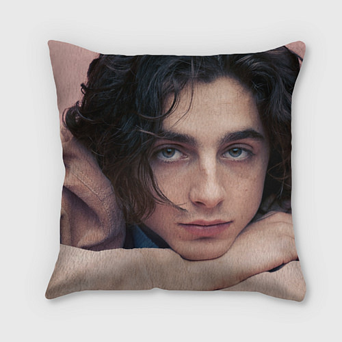 Подушка квадратная Timothe Chalamet on a pink background / 3D-принт – фото 1