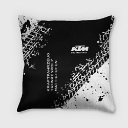 Подушка квадратная KTM - следы от шин, цвет: 3D-принт